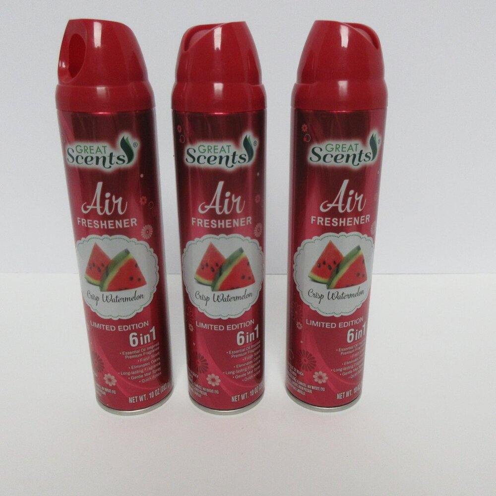 3 PK Great Scents Air Freshener Crip Watermelon 6 in 1 Limited Edition